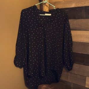 Black dress top with white dots